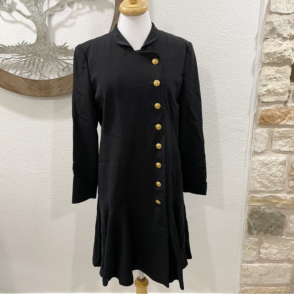 Vintage Union Made Ilie Wacs Asymmetrical Dress Long Jacket Blazer Black 12